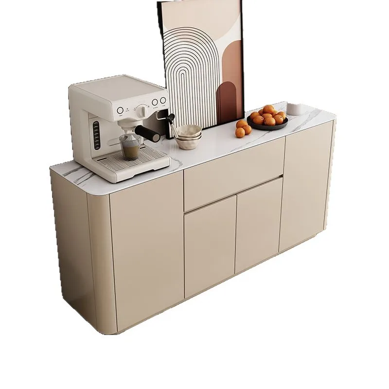 

Solid wood, side cabinet, modern, simple, rounded corners, living room, storage, slate, against the wall