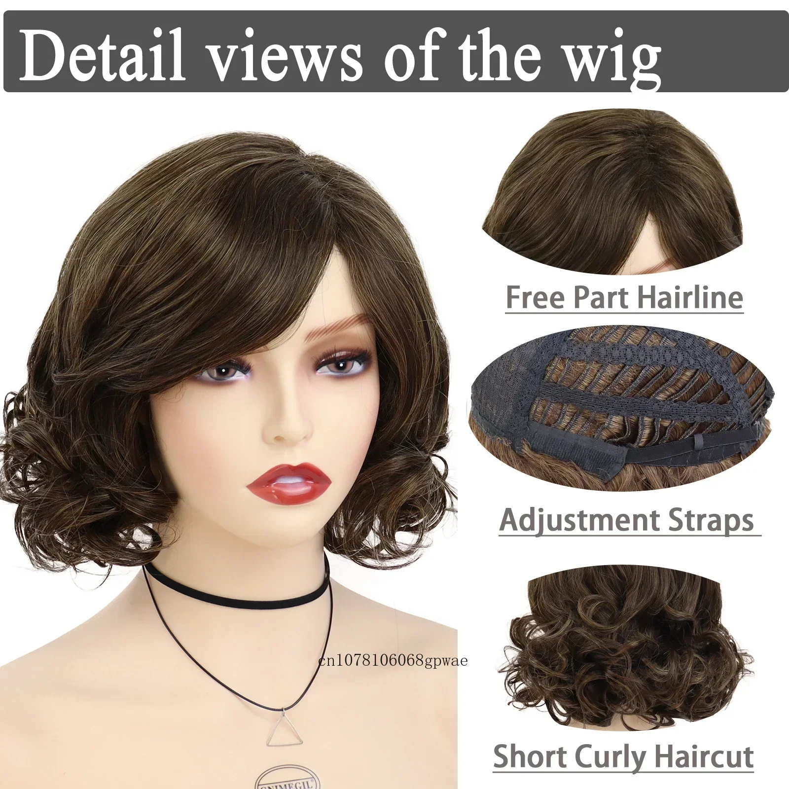 Elegante mamãe cabelo falso sintético marrom curto bob perucas para mulheres peruca encaracolado com franja traje diário cosplay festa uso feminino