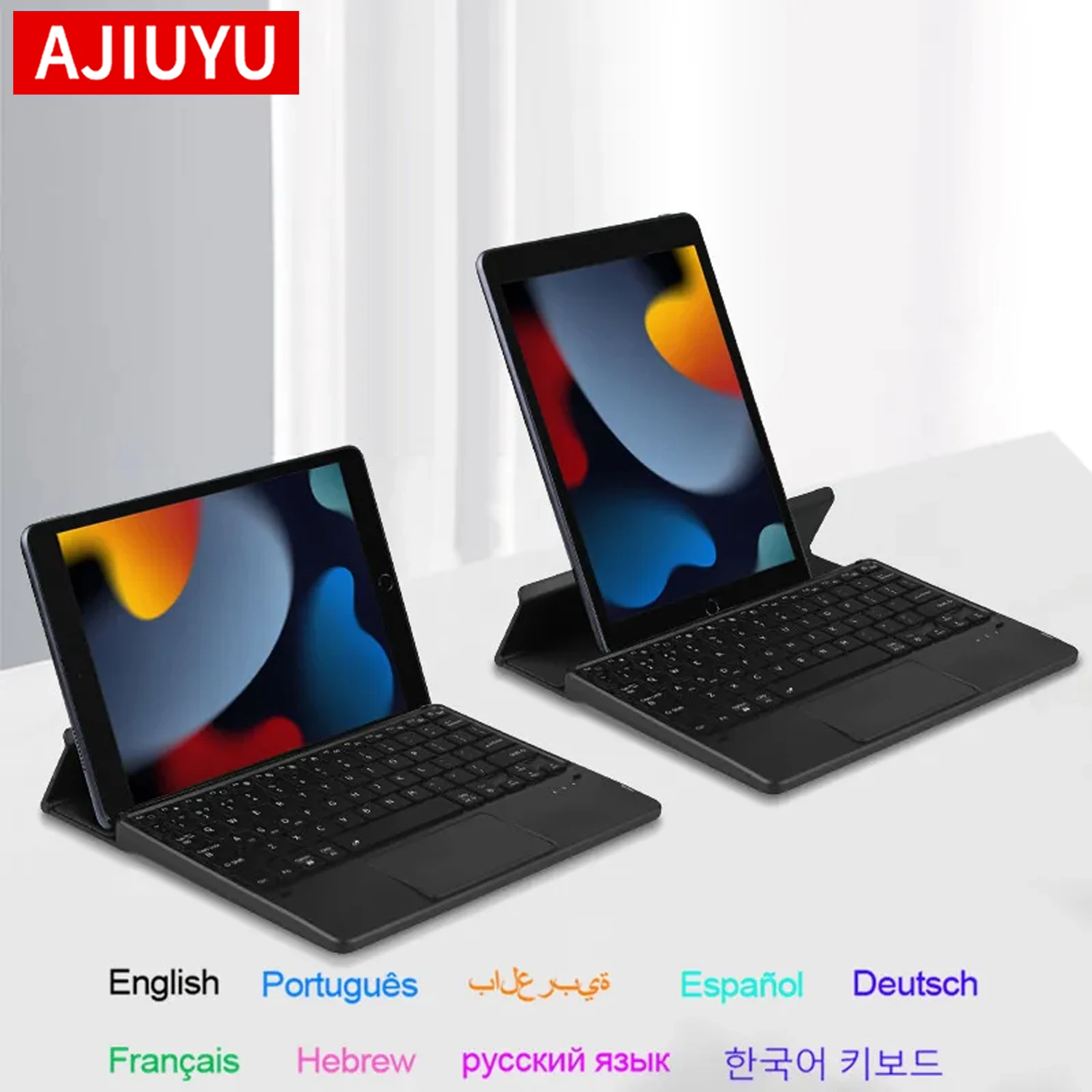 AJIUYU Folding Bluetooth Keyboard Touchpad Backlight Keyboard with Stand For IOS Android Windows iPad Tablet Phone Xiaomi Huawei