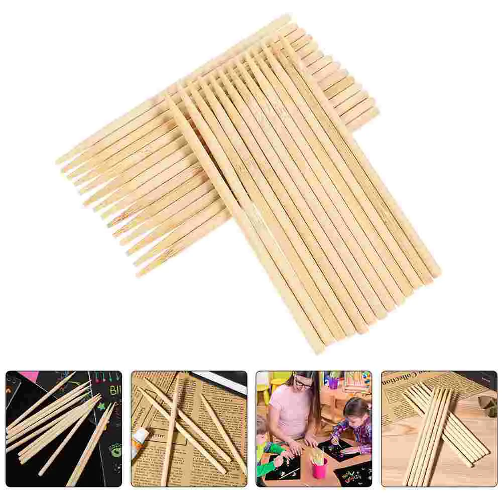 30 Pcs Pens Scratch Paper Wood Stick Drawing Tools Easy Scratch Off Smooth Service Life