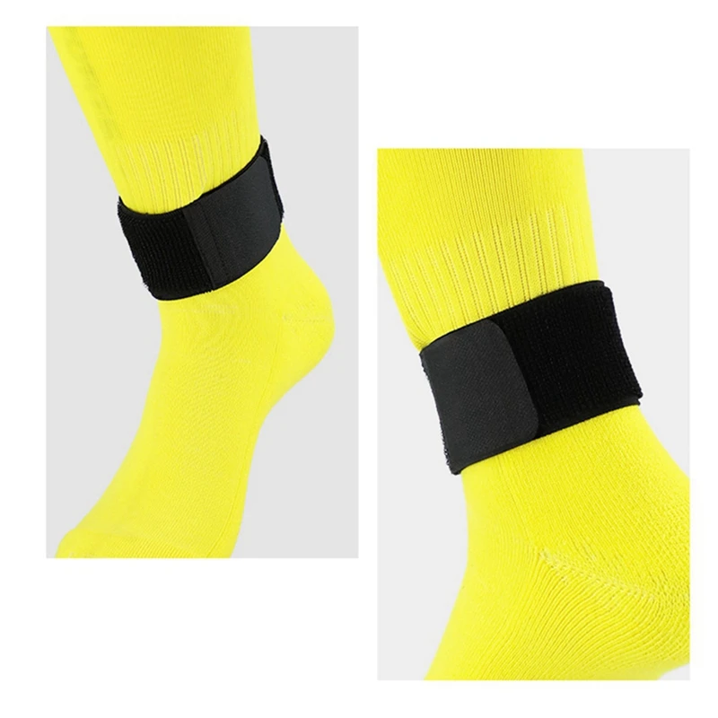 ¡Top!-2 pares de espinilleras de fútbol, cinta de vendaje fija, espinilleras que evitan la caída, vendaje deportivo elástico ajustable, negro