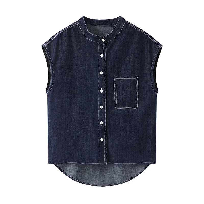 

Модный повседневный джинсовый жилет без рукавов, женский летний жилет 202, новый тонкий японский ретро-стиль для поездок на работу, длина для пения...