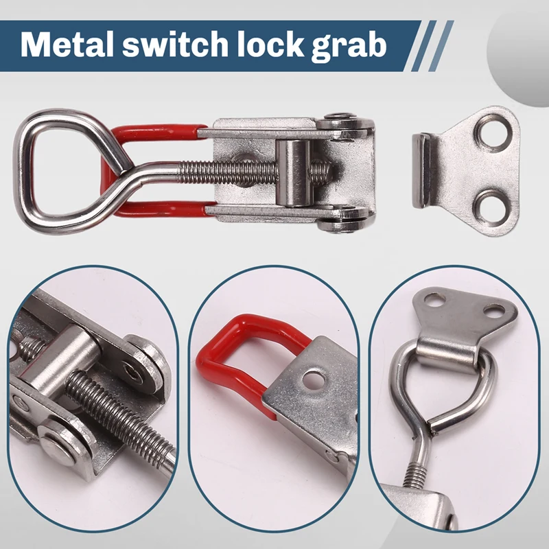 4PCS Adjustable Toolbox Case Metal Toggle Latch  Catch Clasp Quick Release Clamp Anti-Slip Push Pull Toggle Clamp Tools