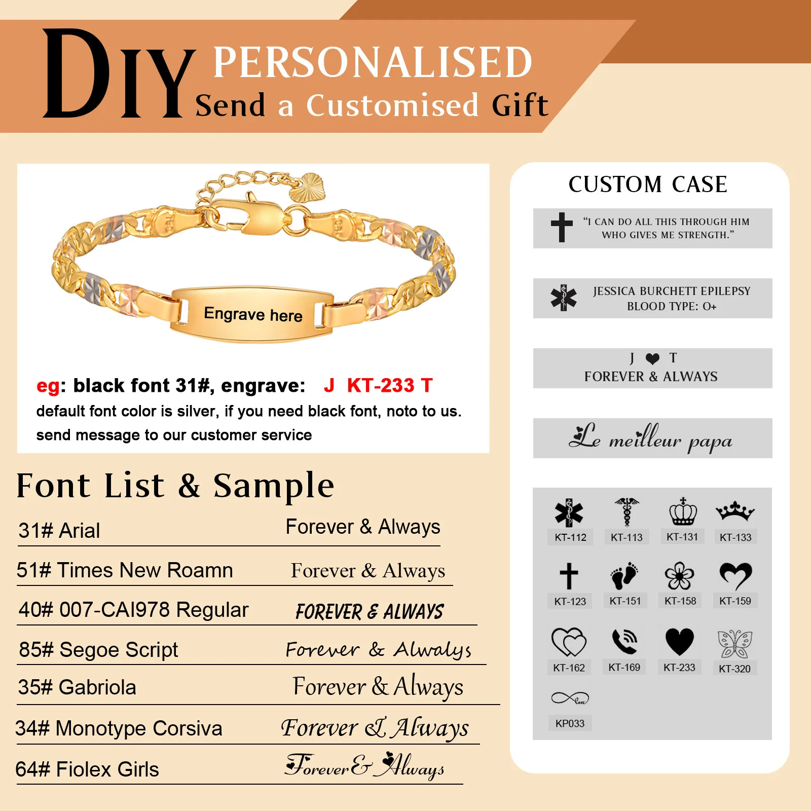 Personalized Gilrl ID Bracelet, Tri-color Chain Custom Name Bar Bracelet for Daughter Mom Son, Engraved Birthday Gift 12-21cm