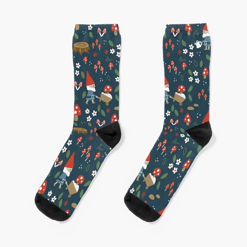 Garden Gnomes in Dark Blue Socks loose essential Heating sock Ladies Socks Men's