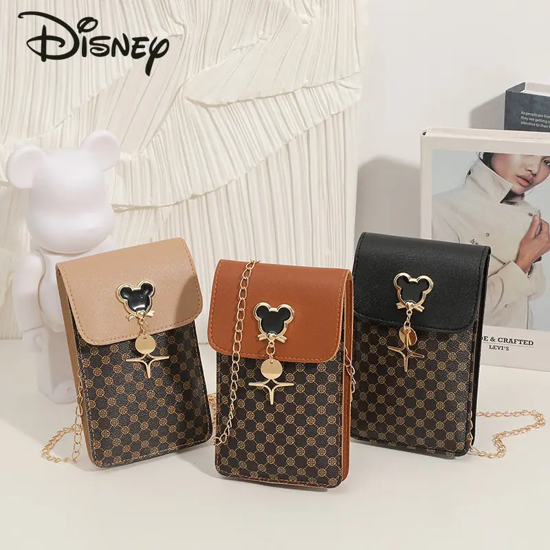 Disney Mickey New Women\'s Bag High Quality Fashion Women\'s Crossbody Bag Cartoon Versatile Chain Shoulder Bag Casual Mobile Bag