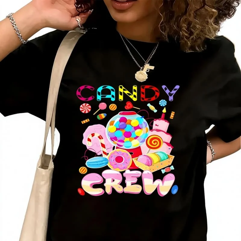 Camiseta para mujer de la marca Candy Land, con estampado divertido, 100 % algodón, manga corta, diseño original, cuello redondo, tallas de la S a la 5XL.