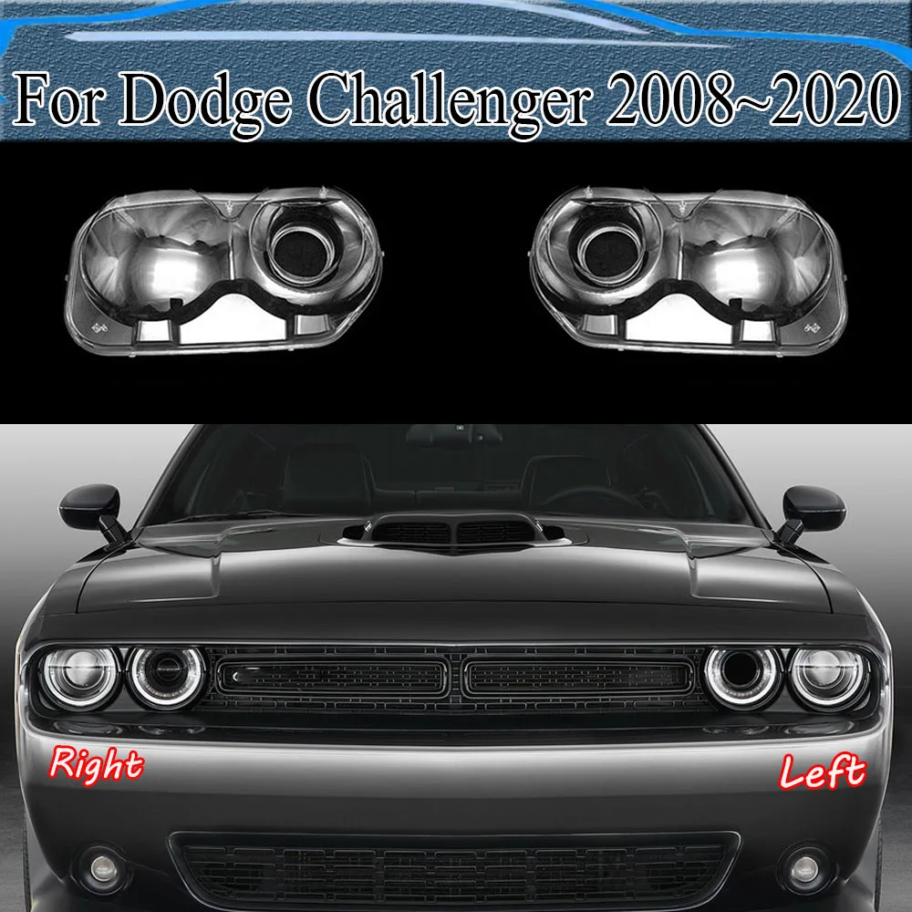 

For Dodge Challenger 2008~2020 Headlight Cover Headlamp Shell Imported Transparent Shade Mask Lampshade Lens Plexiglass