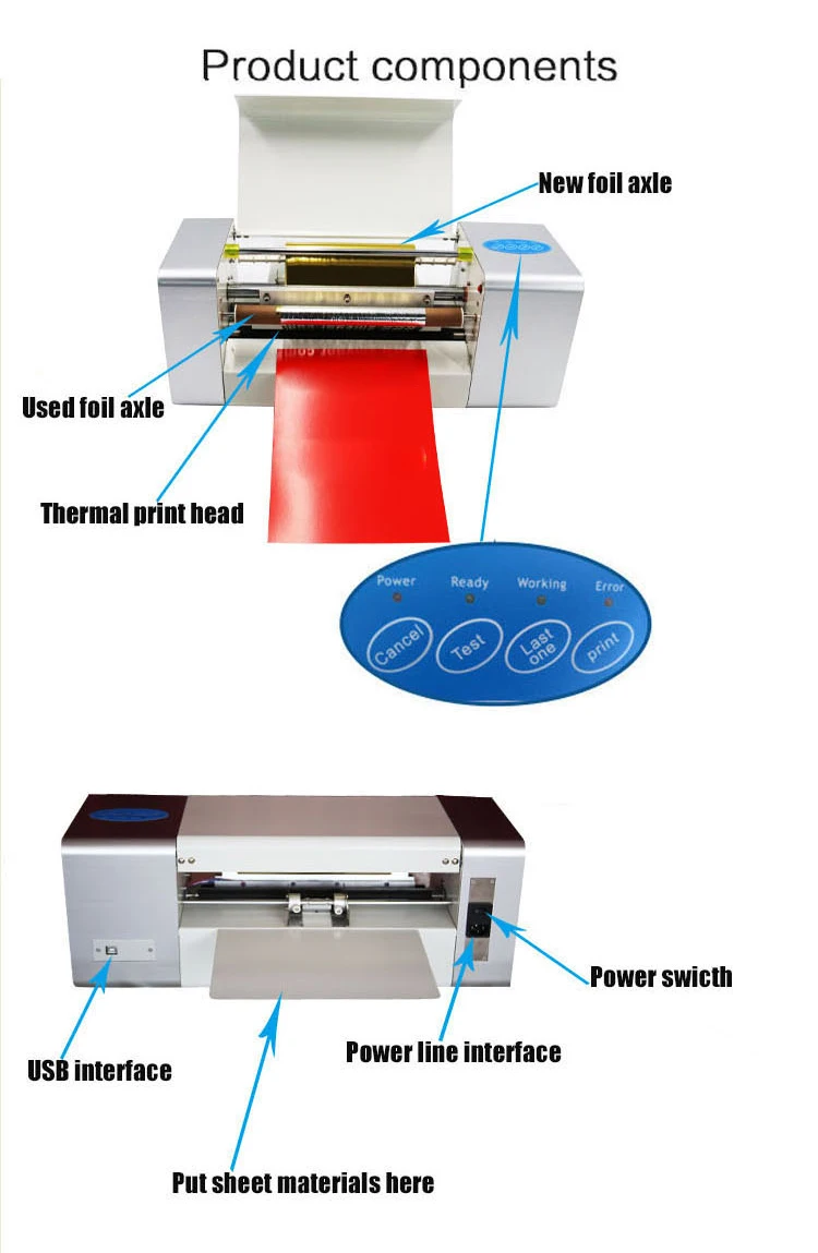 360A Digital Hot Stamping Machine Foil Printer Digital Sheet Foil Printer Gold on Paper, Wedding Card for Foil Printing USB 3mm