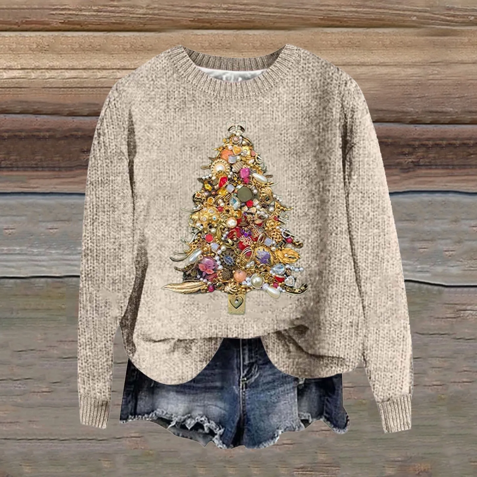 Christmas Tree Printed Sweater Christmas Women's Long Sleeve Top Suitable For Autumn And Winter High Quality Comfortable Sweater