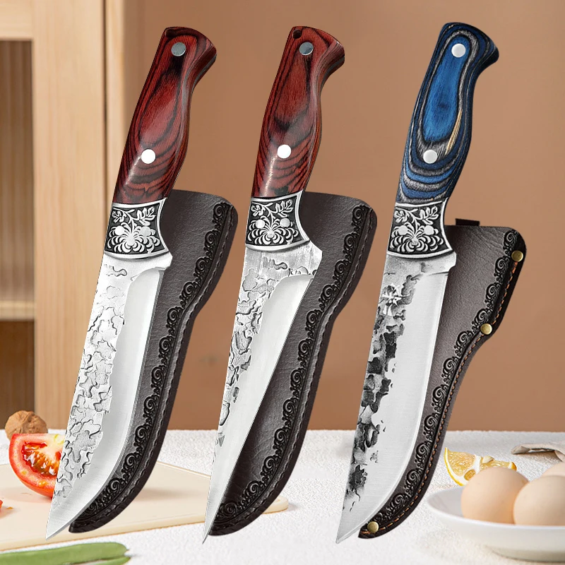 

Handmade Forged Butcher Knife Razor Sharp Deboning Meat Fruit Cleaver Wood Handle Chef Vegetable Cutting Slicing Knife