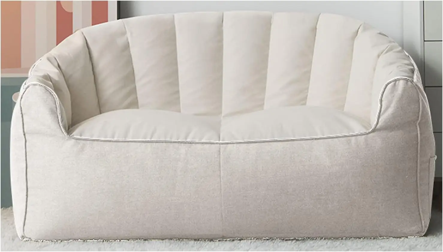 

Двухместный диван-лежак без фасоли для взрослых, бежевое кресло-мешок для использования в помещении и на открытом воздухе