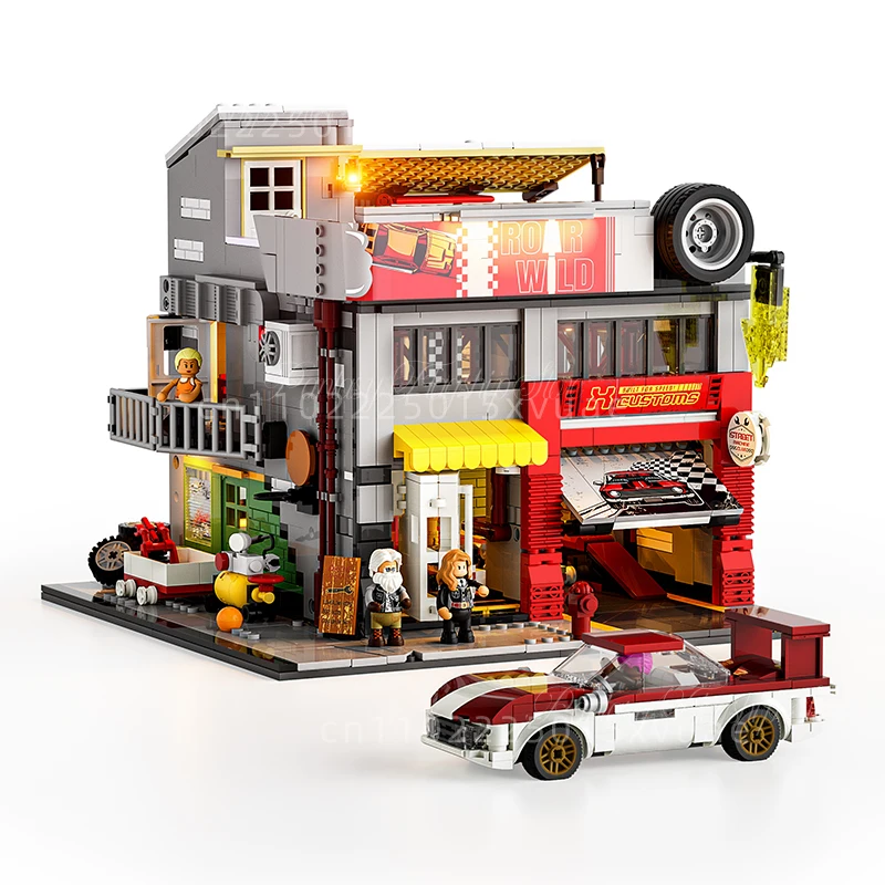 Car Modification Factory Building Blocks American Street Racing Series Architectural Models Street View Collection Holiday Gifts