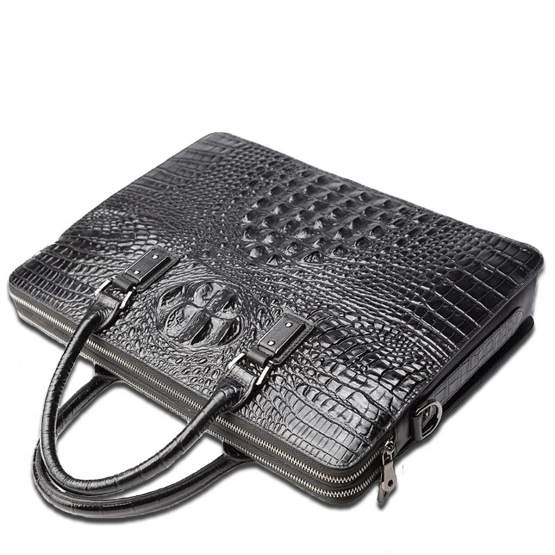 Sacs pour ordinateur portable en alligator pour hommes, cuir de vache véritable, étui à bombes, marque de luxe, sacs à main pour hommes, sac d'ordinateur Messenger 14 pouces, nouveau, 2023