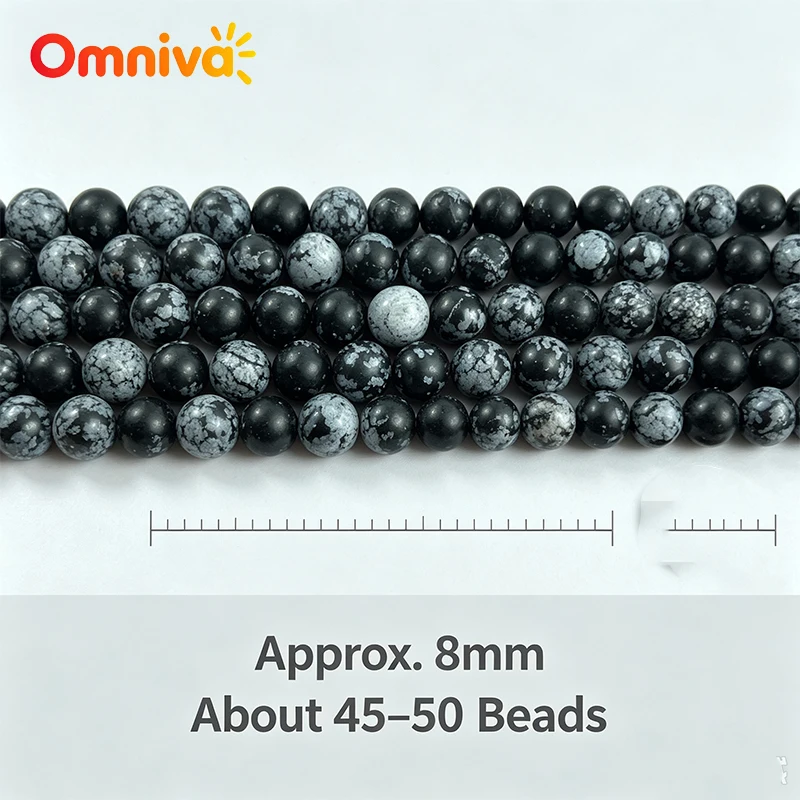 Wholesale Natural Snowflake Obsidian Round Beads Black White Loose Beads Bulk For Handmade Bracelet Necklace DIY Jewelry Making