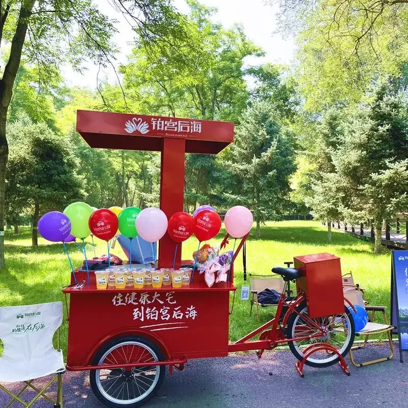 Small cart ice powder, creative multi-functional tricycle outdoor stall car display sales car mobile snacks upside down donkey