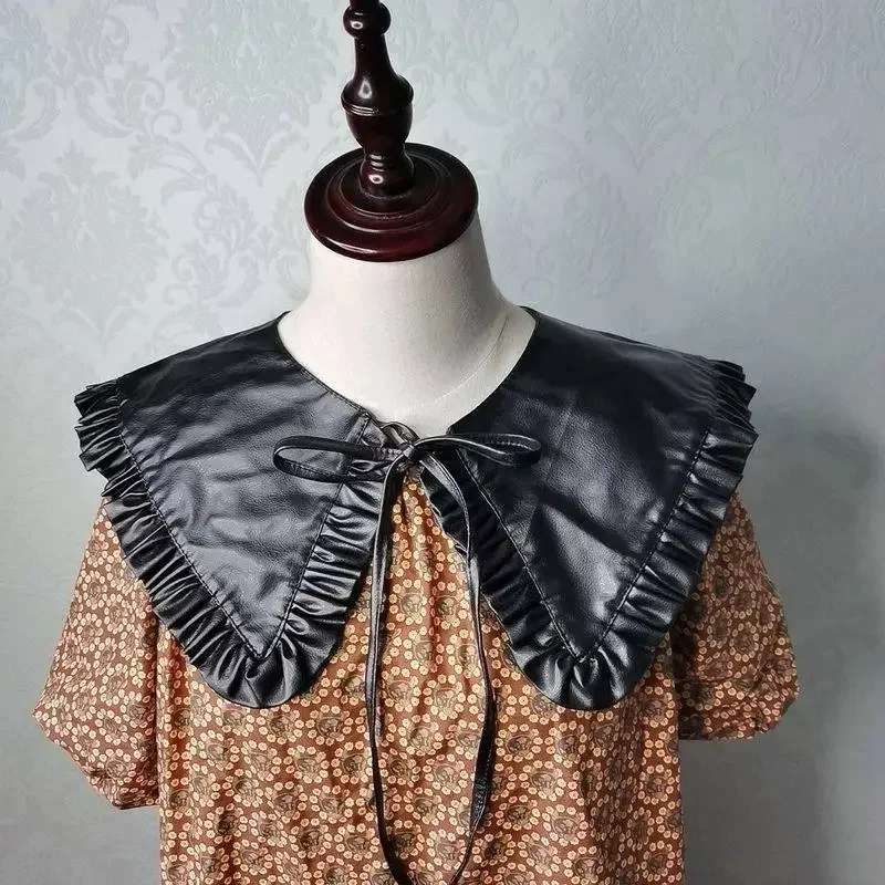 european-and-american-style-pu-black-fake-collar-lace-cool-girl-wears-fake-collar-double-lace-tie