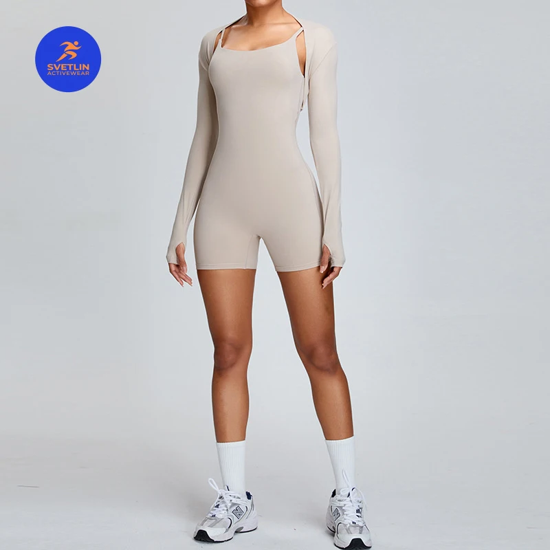 SVETLIN EU US Size Top Quality New Naked Feel Yoga Jumpsuit Set Women Stylish Sports Shawl Strap Integrated Fitness Outfit Two