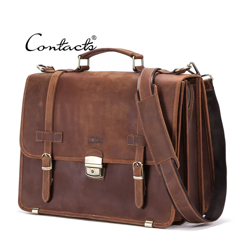 New Fashionable Leather Briefcases Man‘s Bags Leather Briefcase Business Computer Handbag Large Capacity Computer Commuting Bag