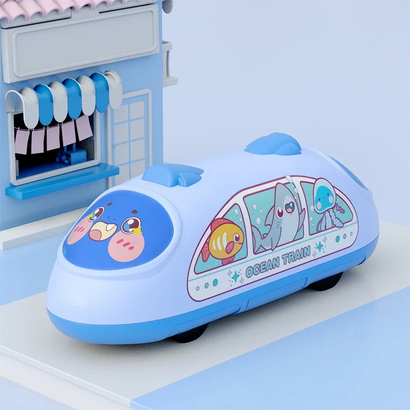 Cute Little Animal Two-way Pull Back Car Simulation Subway Forward And Backward High Speed Rail Inertia Car Kids Car Toy