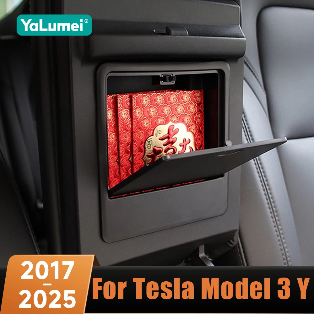 Car Armrest Magnetic Hidden Storage Box For Tesla Model 3 Y 2017-2021 2022 2023 2024 Model3 Center Console Organizer Accessories