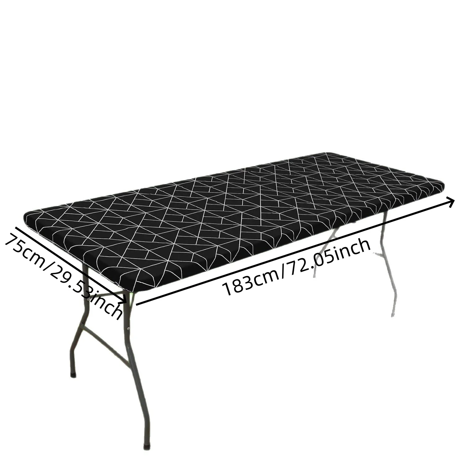 1PC 75x183cm Rectangular Tablecloth with Elastic Edges, Geometric Design, Perfect for Indoor and Outdoor Activities Such as Part