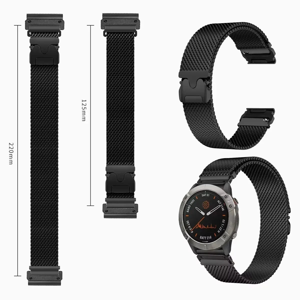 Магнитный ремешок из нержавеющей стали для Garmin Fenix 8 7X 7 Pro, быстросъемный браслет Fenix 6X 5X 5Plus Tactix 7 Forerunner 965 955
