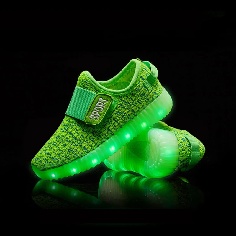 UncleJerry  Child Summer Shoes Breathable Light Up Sneakers Children Casual Shoes Kids chargeable Luminous Shoes for Girls Boys