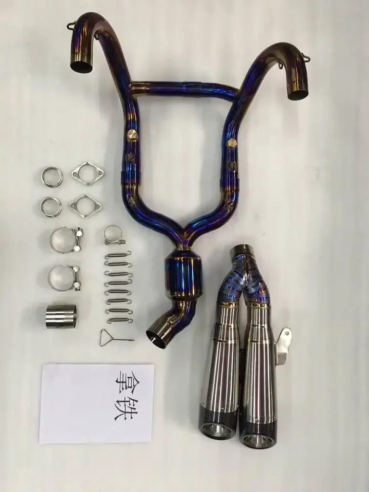 Retro Bike Motorcycle High Performance Titanium Exhaust Muffler Complete System, Aftermarket Performance Escape System Parts