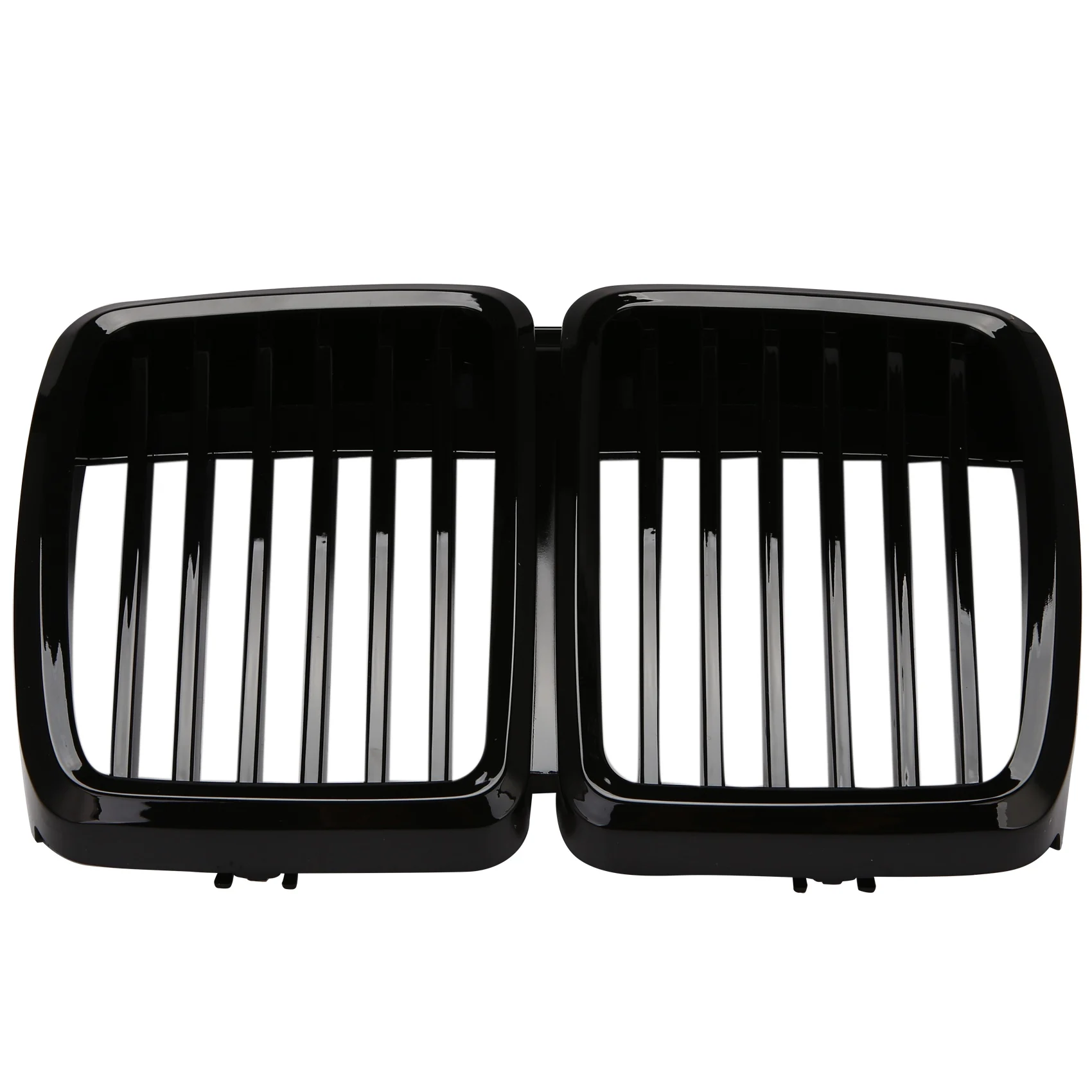 

Pair Gloss Black Front Bumper Kidney Grille Grilles Replacement For-BMW E30 1982-1994 51131884350