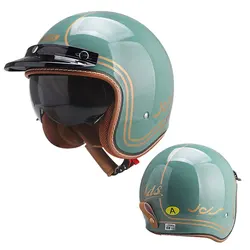 Moped Helmet Female Women Retro Motorcycle Open Face Helmet Male All Seasons Riding Pilot Cruiser Jet Helmets Vintage Safety Cap