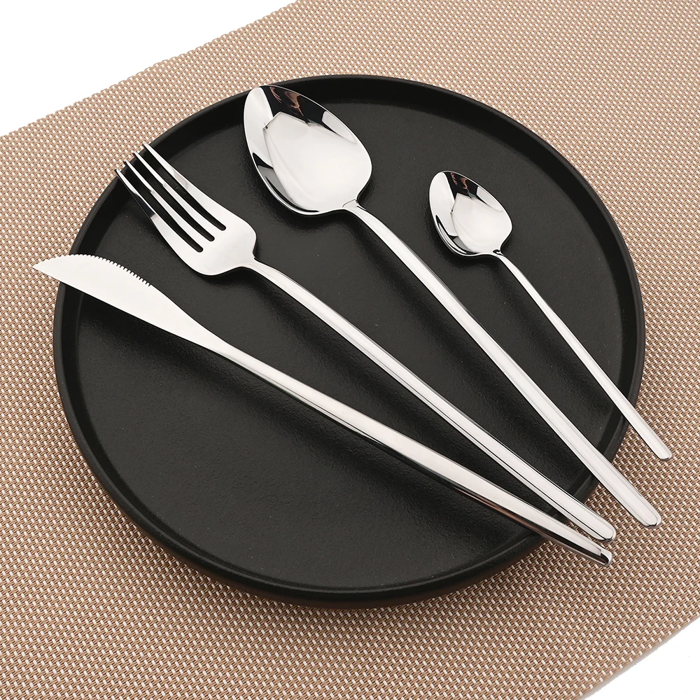 4/16/24/32Pcs Cutlery Set 304 Stainless Steel Flatware Set Fork Spoon Knife Dinner Set Silver Dinnerware Set Kitchen Silverware