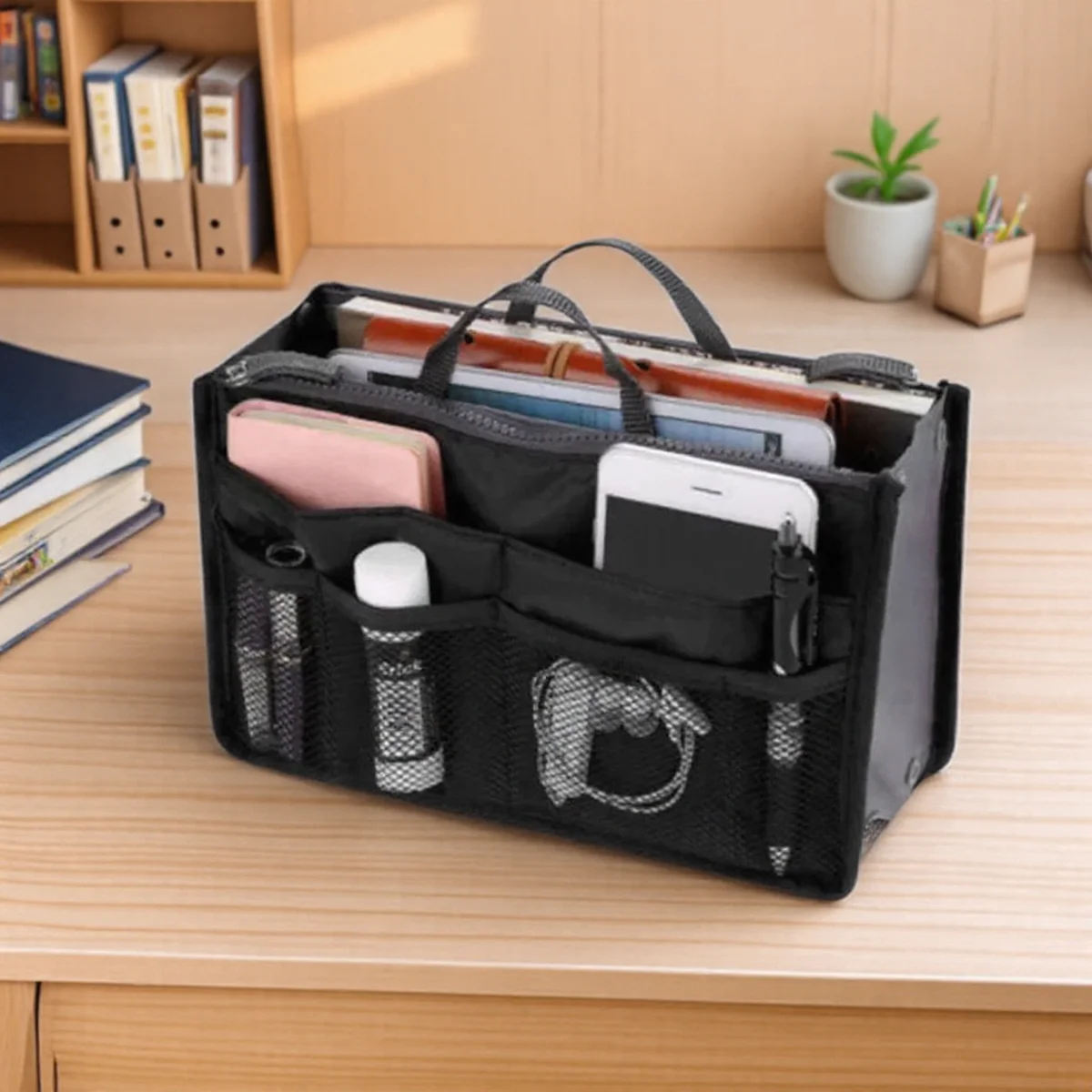 

Waterproof Nylon Travel Storage Bag, Large Capacity Toiletries Organizer, Fold Design with Double Zipper for Men & Women