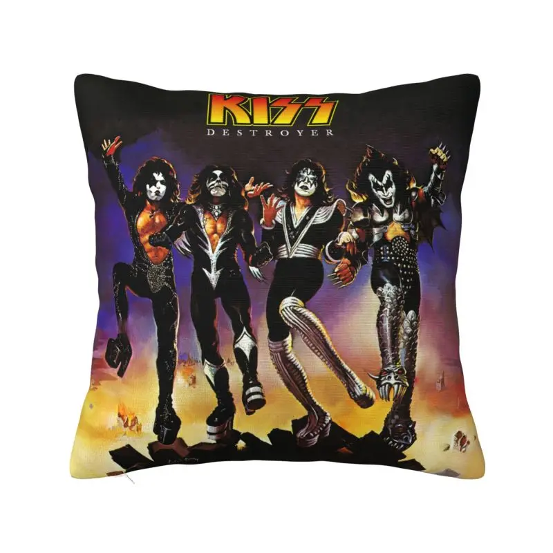 Custom Kiss Rock Roll Pillowcase Gorgeous Metal Heavy Band Cushions Cover for Sofa Square Pillowcase