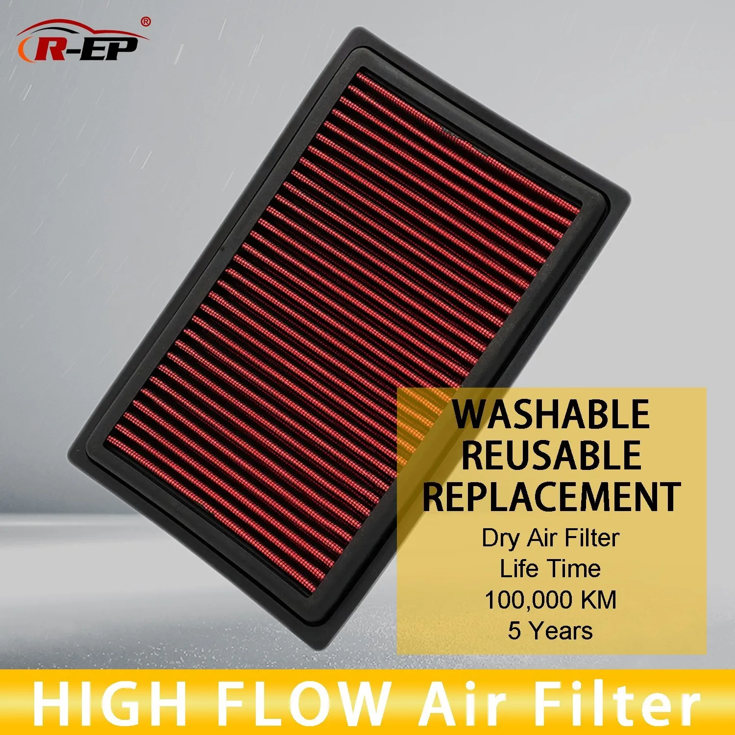 R-EP High Flow Air Filter Fits for Mercedes Benz W205 2.0L C E GLC SLC SLK Series Washable Reusable Performance Cold Air Intake