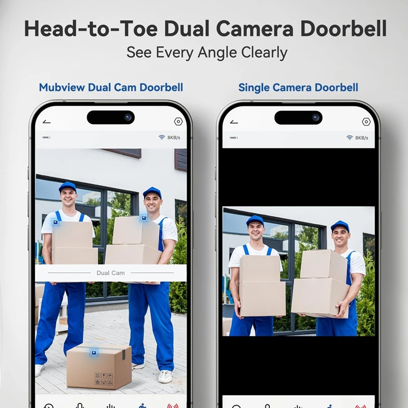 Dual Doorbell Camera Wireless No Subscription,2K Smart Door Camera Wireless,With AI Human Detection, Night Vision