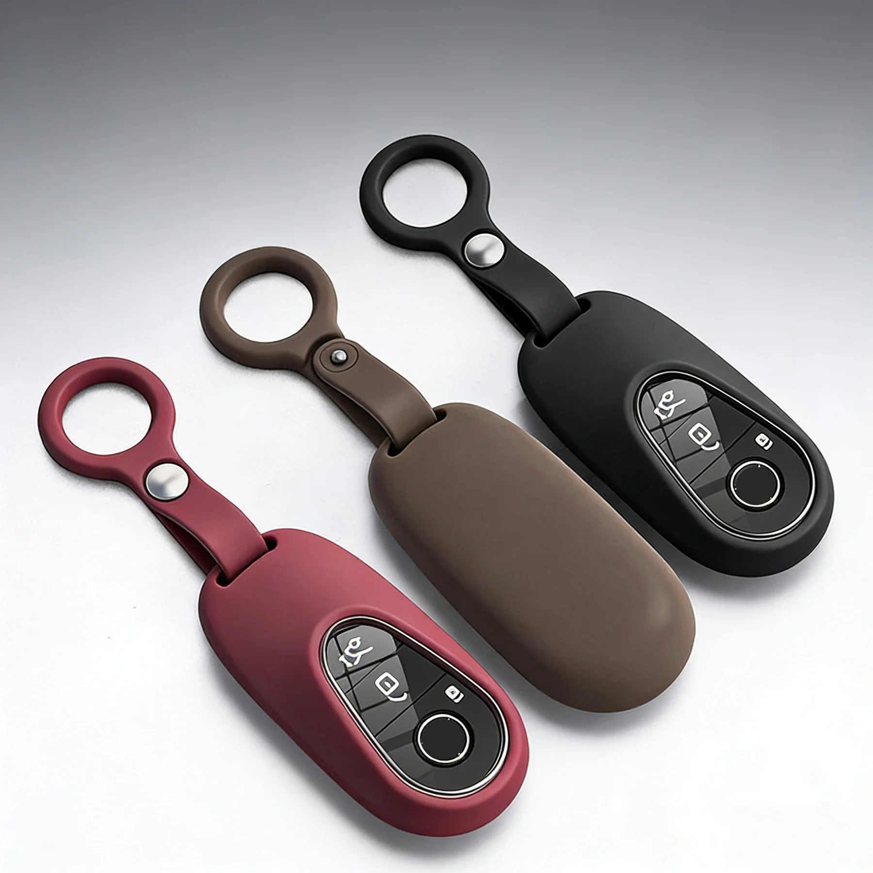 Premium Silicone Key Holder For Mercedes-Benz C Class S Class Maybach S480 W206 C200 C260L S400L Remote Key Fob with Keychain