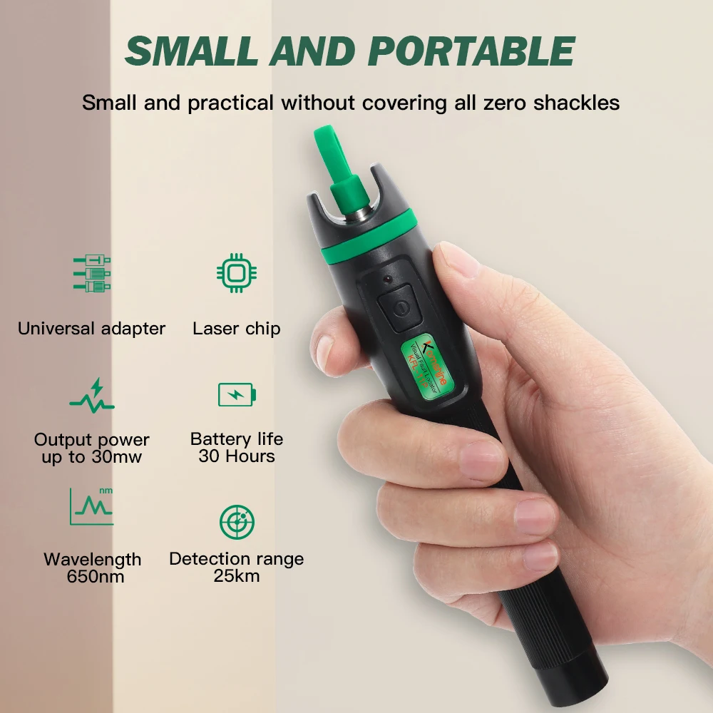 Fiber Optic Mini Power Meter KPM-11M (-70~+6dB) With LED Light+Pen Type Visual Fault Locator KFL-11P 10/20/30mw