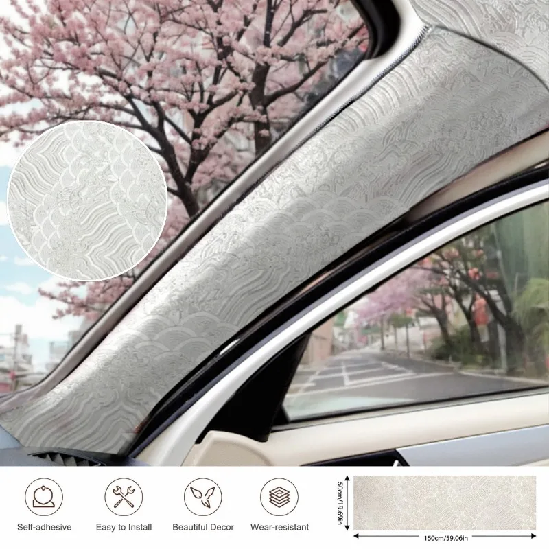 

DIY Car Interior Modification Fabric Wrap Sticker Self Adhesive Decorative Trim Film for Dashboard AB Pillar Door Panel Cover