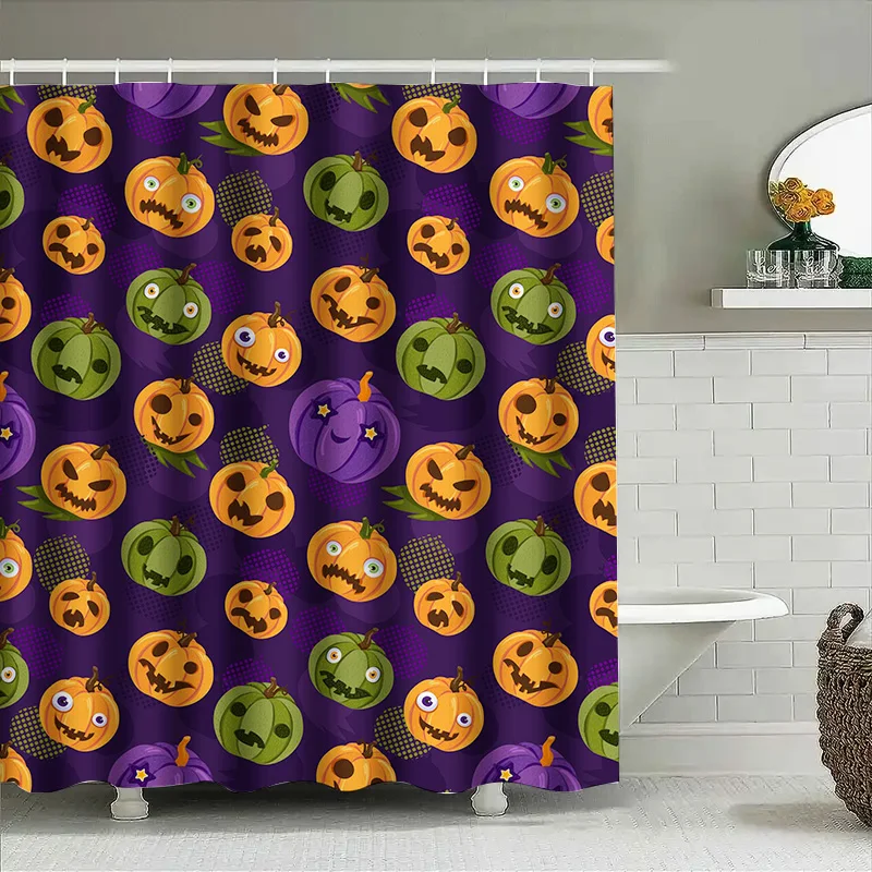 

Tuniu Хэллоуин тыква узор занавеска для душа милые оранжево-зеленые маленькие тыквы декор для ванной комнаты
