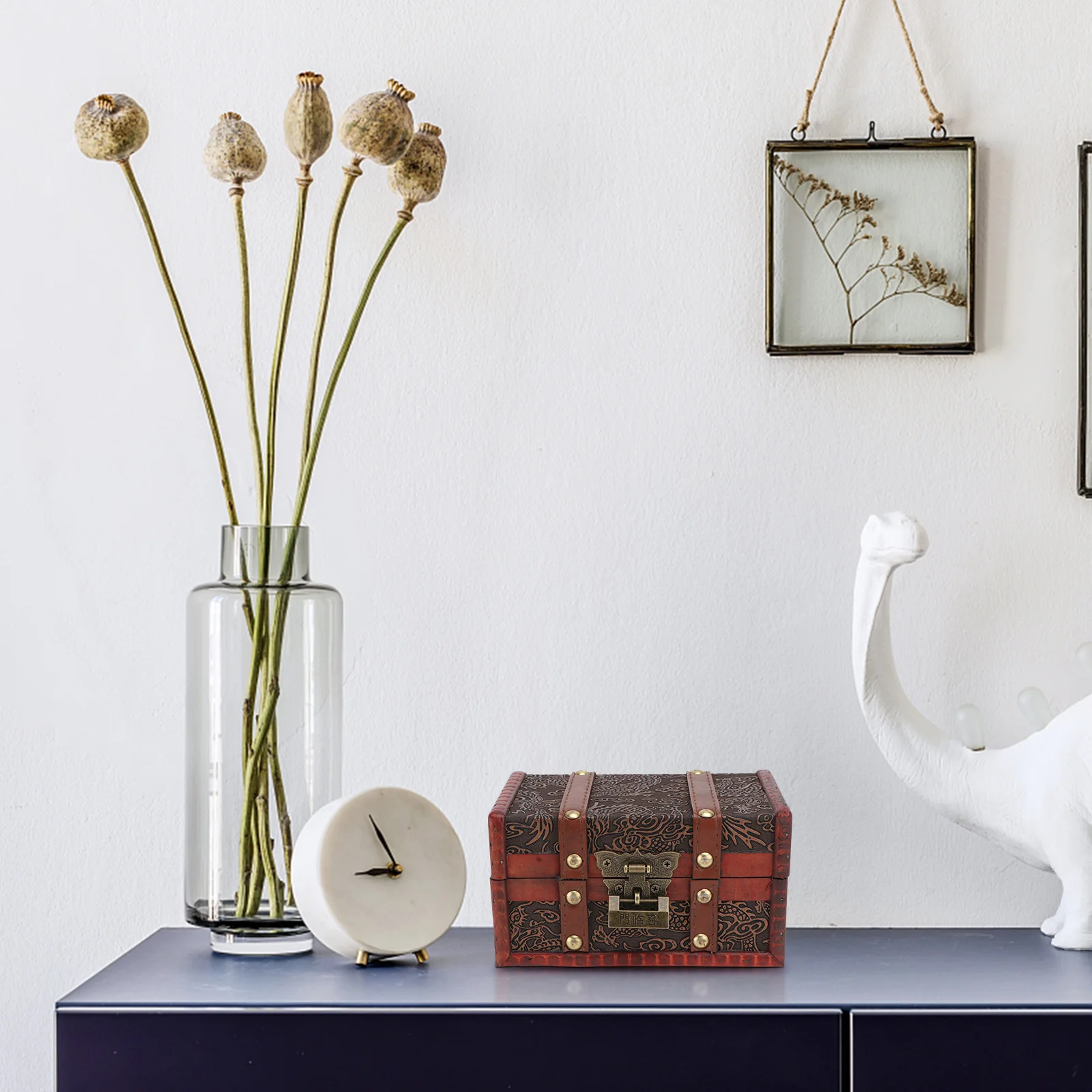 1Pcs Wooden Jewelry Box Decorative Wooden Case Dark Red Waterproof Durable Safe Gift Wrapping Decorative Box Retro Jewelry Case