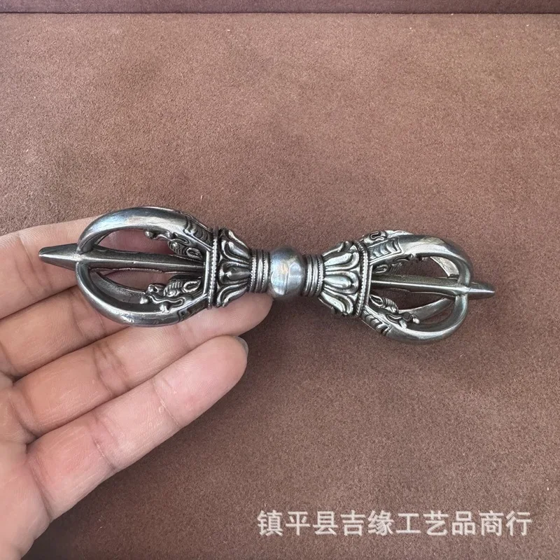 -style five-pronged scepter, collectible handpiece, Tibetan Tantric ritual instrument, decorative vajra, metal craf
