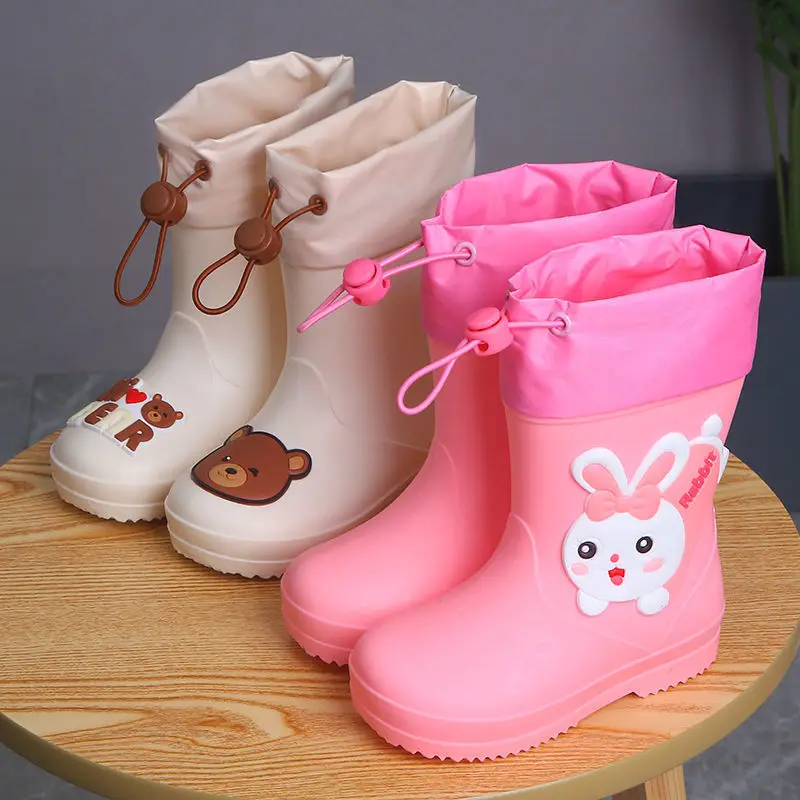 New Children Boys Girls Fashion Cartoon Rain Boots Non-slip PVC Kids Rainboots Waterproof Water Shoes Wellies