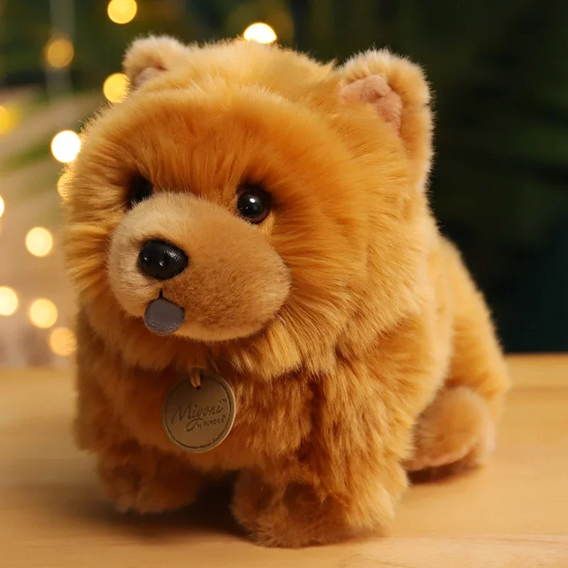 Caliente lindo mascota Chow Chow juguetes de peluche mullido sentado realista cachorro muñeca peluche niños compañero decoración del hogar regalo de cumpleaños
