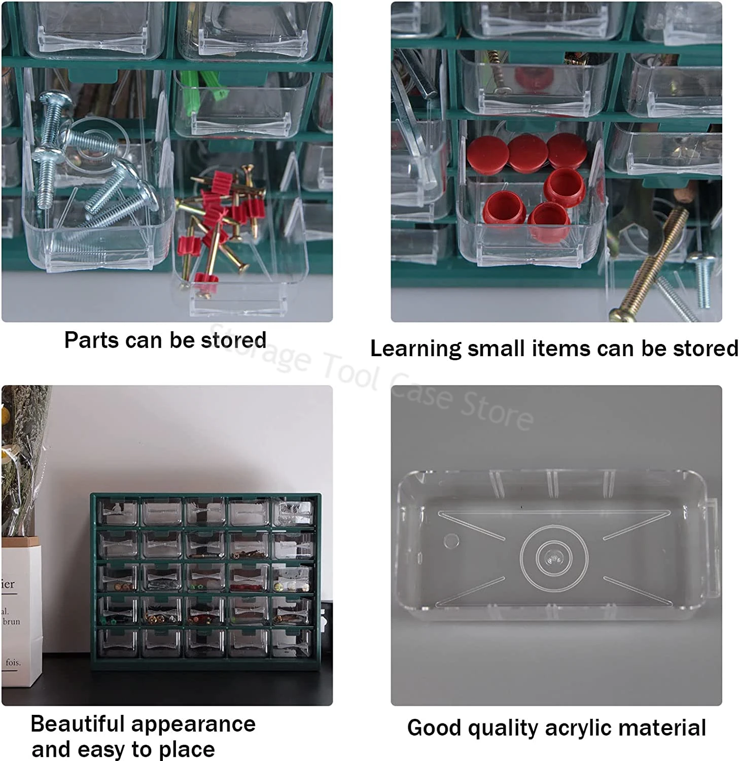 Imagem -05 - Wall-montado Armazenamento Parts Box Combinação Componente Toolbox Screw Organizer Plástico Gaveta Ferramenta Case 25 Grelha