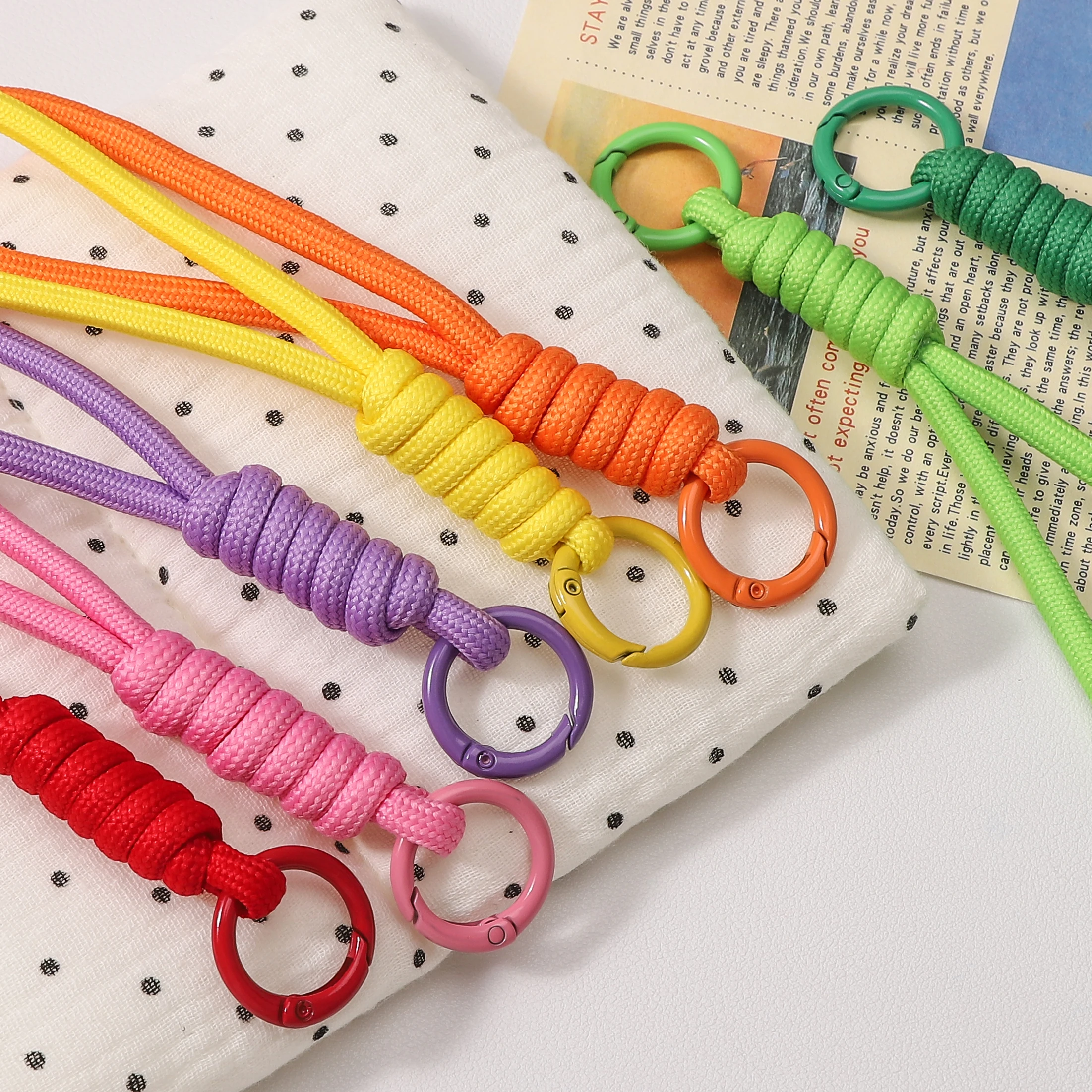 1pc 16cm Polyester Paracord Keychain 23mm Ring Wrist Lanyard DIY Craft Charms Phone Camera Bag Car Keys Making Supplies