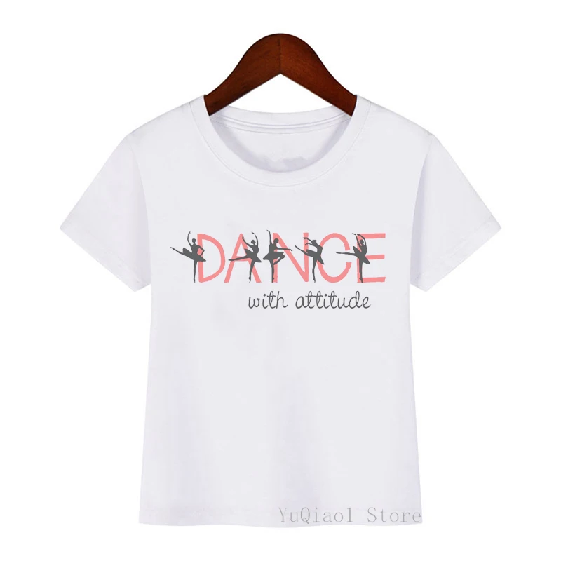 

New Dancing Girl Short Sleeve Summer Tops Baby Girls Casual Clothes Children Kawaii I Love Dance Print Harajuku T Shirt Kids