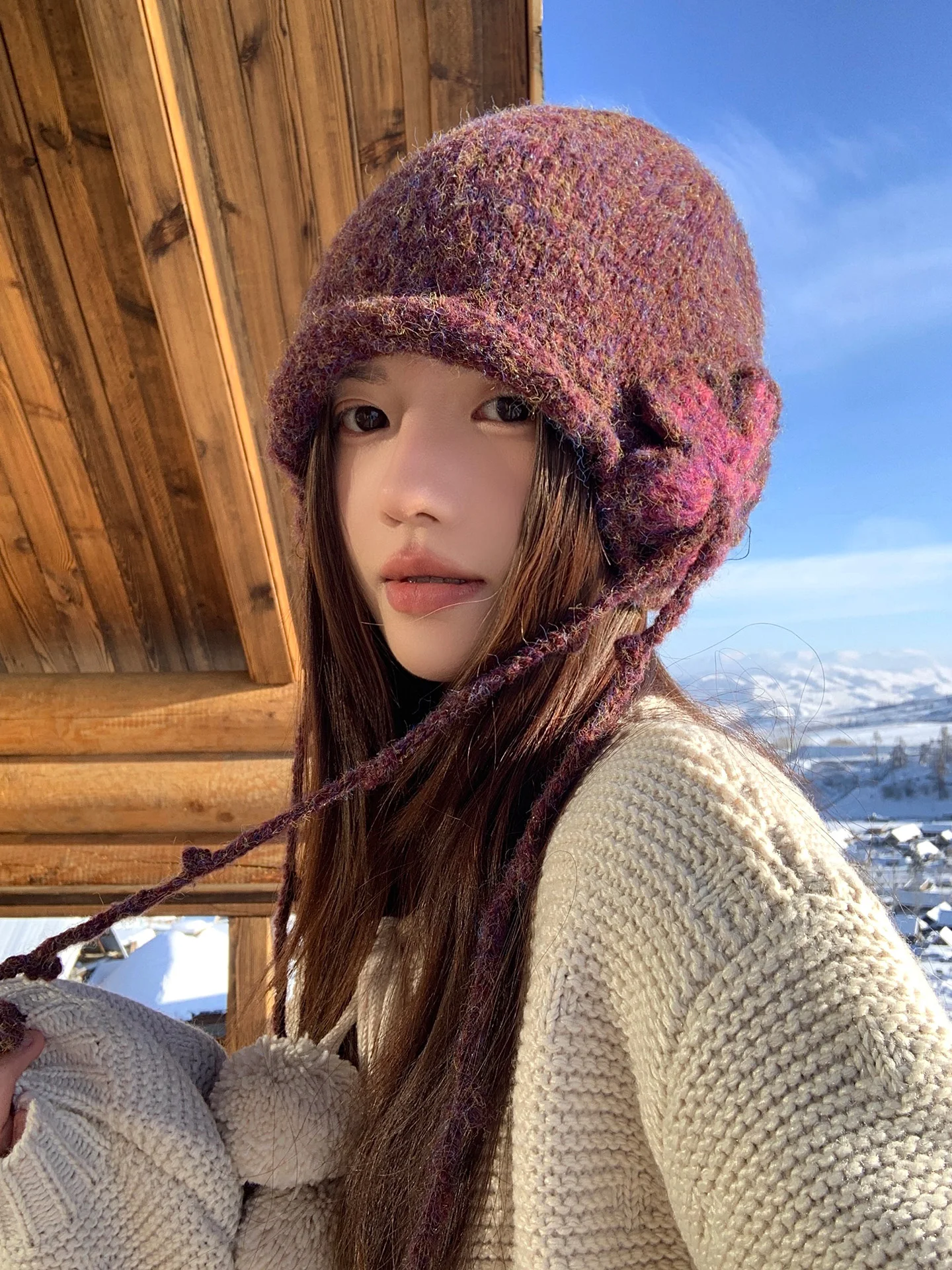 Retro Japanese Knitted Tassel Hat Women Winter New Style Warm Ear Protection Small Face Visual Effect Woolen Cap Casual Style
