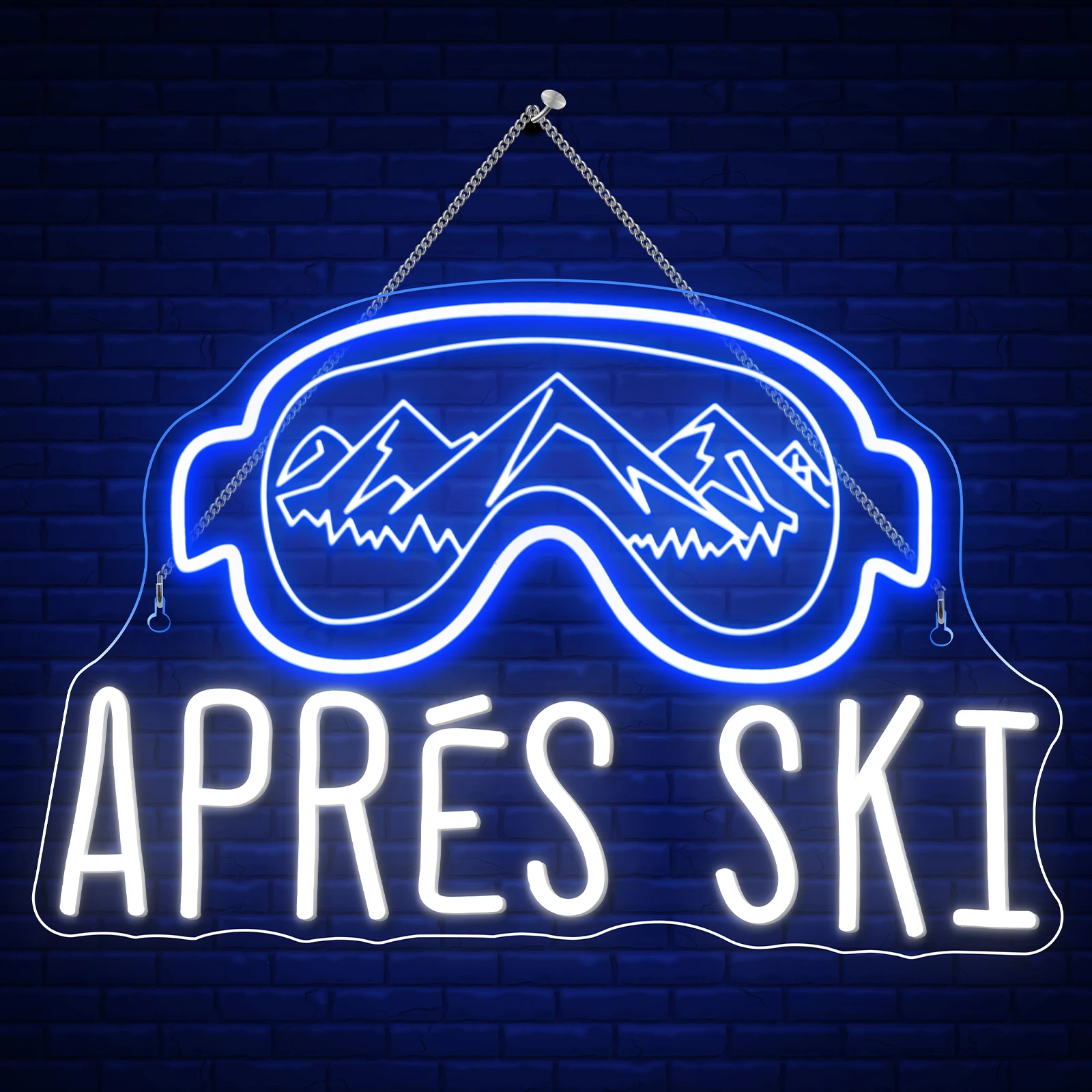 

Apres Ski Glasses Neon Signs Custom Dimmable Switch Winter Themed Party And Ski Club Wall Decor For Room Ski Shop Party Decor