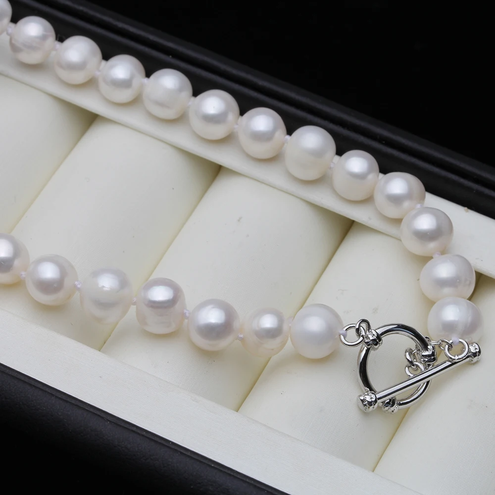 Freshwater Pearl Pendant Necklace For Women,Natural Chunky Choker Necklaces Wedding White Pearl Necklace Chain Girl Gift 45cm